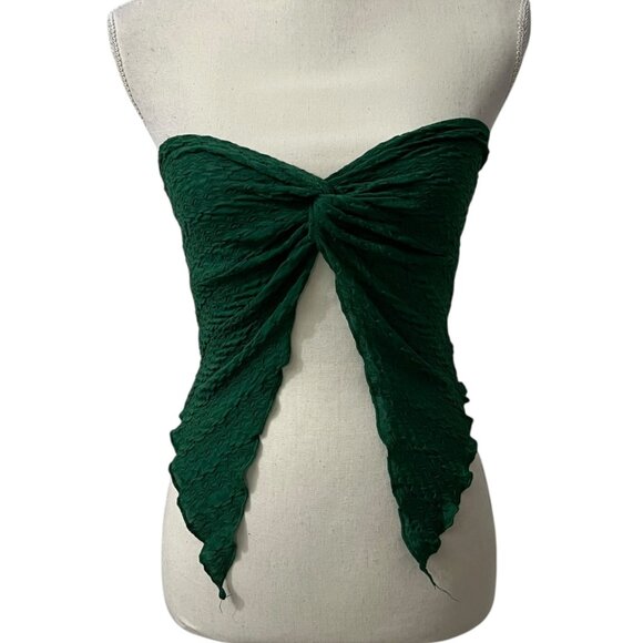 Shein Green Textured Strapless Butterfly Crop Top Size Small - Picture 7 of 7